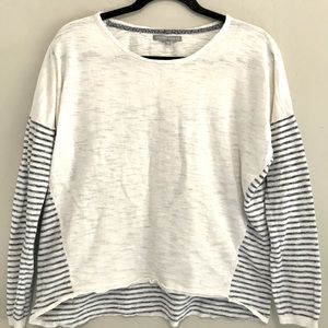 Soft lightweight white & blue striped sweater top